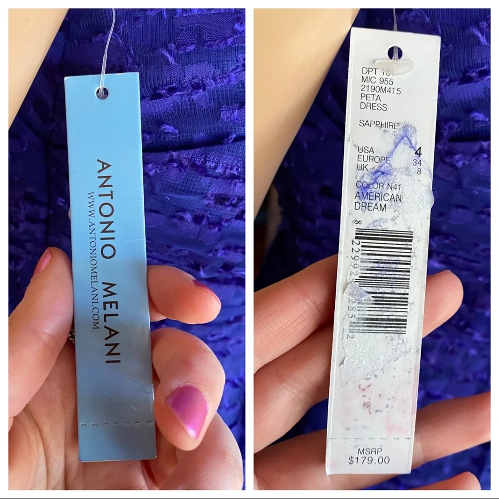 Antonio Melanie NWT indigo blue formal dress sz 4 color N41 American Dress